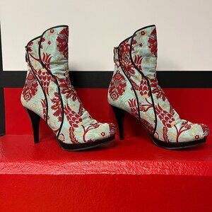 Pre-Loved Rockwell Tharpe Floral Brocade 4" Ankle Boot Size 39 7.5 $358